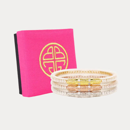 Clear Crystal Three Queens All Weather Bangles | Set Of 3 | BuDhaGirl