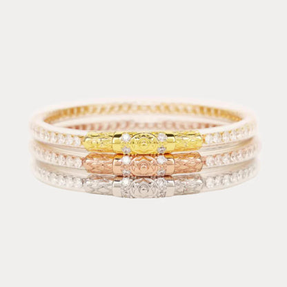 Clear Crystal Three Queens All Weather Bangles | Set Of 3 | BuDhaGirl