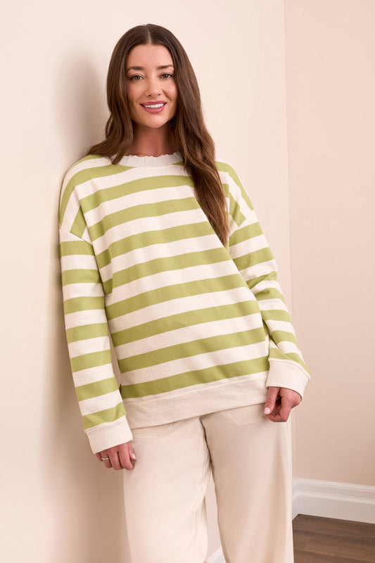 French Terry Stitch Accent Zip Funnel Neck Sweater