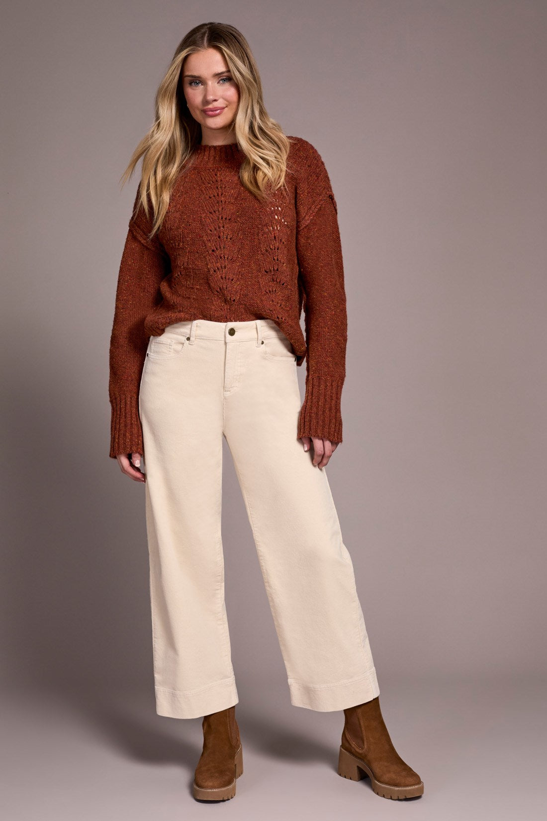 Soft Stretch Corduroy High Rise Ankle Pant