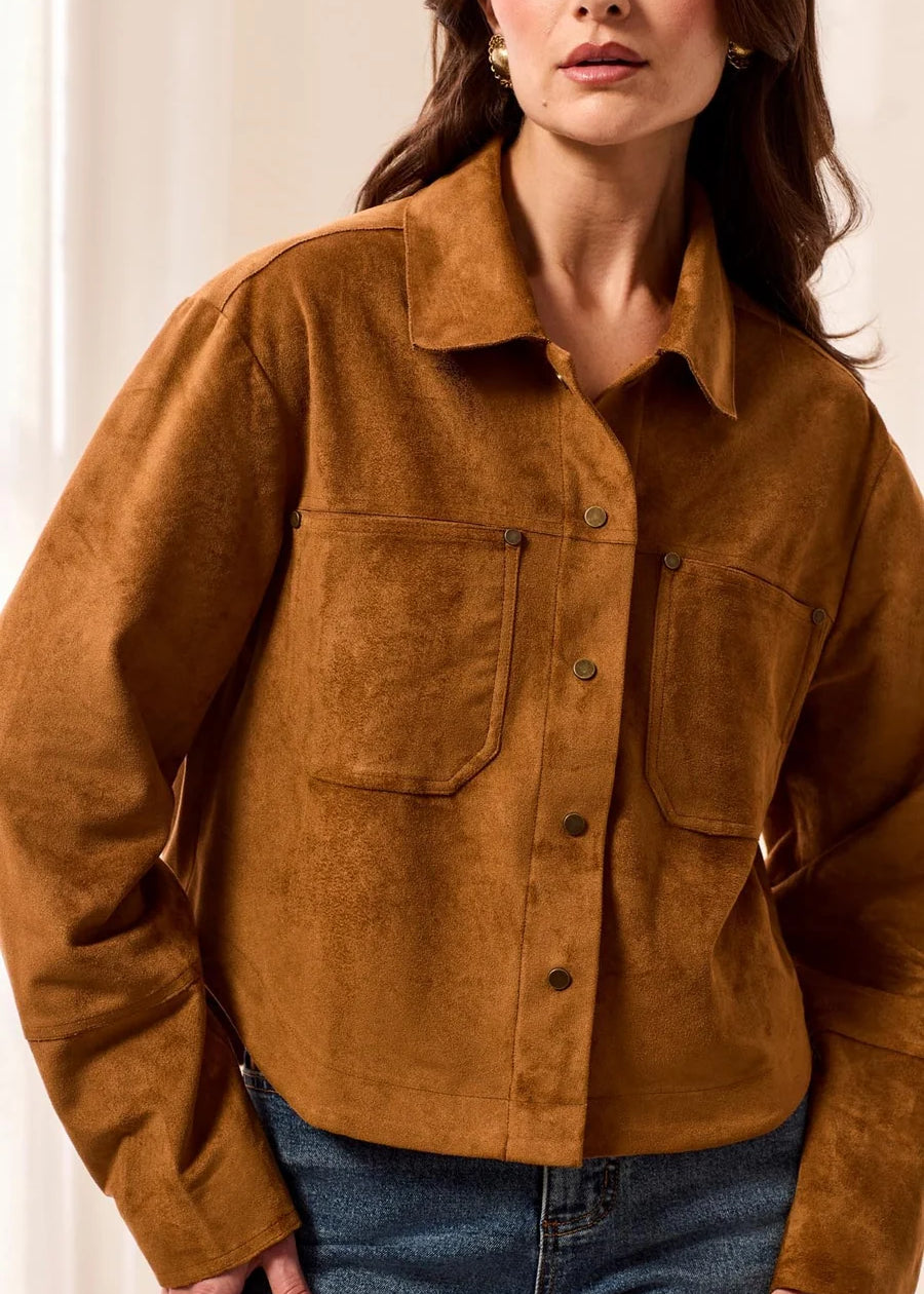 Soft Touch Suede Snap Front Shacket