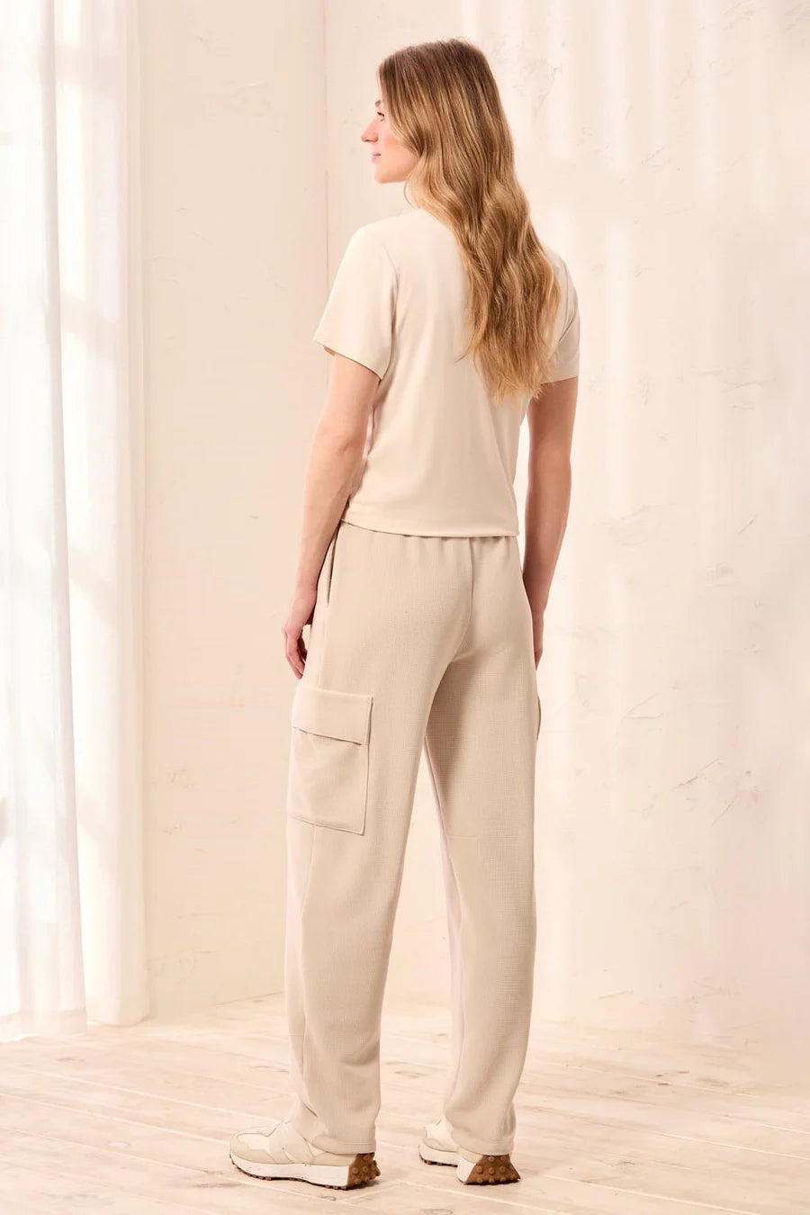 Waffle Knit High Rise Cargo Jogger Pants
