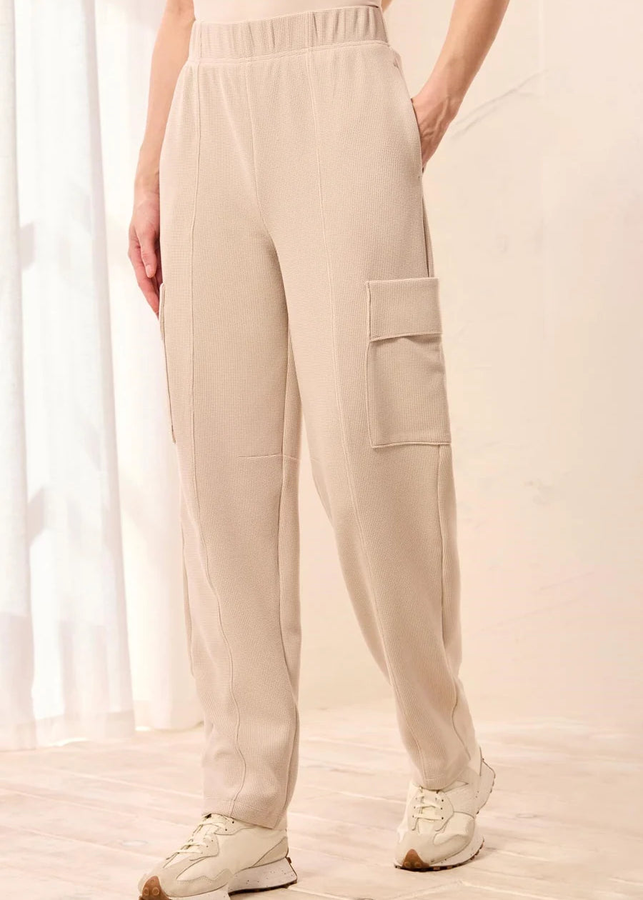 Waffle Knit High Rise Cargo Jogger Pants