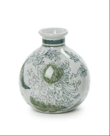 Primrose & Lotus Mini Green and White Chinoiserie Vases