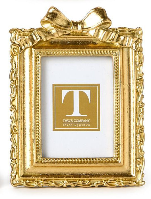 Vintage Gold Mini Photo Frame With Accent Bow