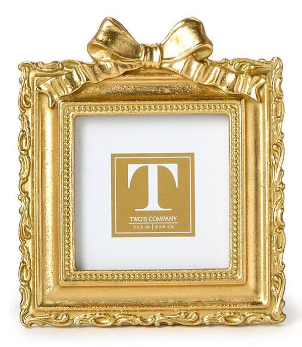 Vintage Gold Mini Photo Frame With Accent Bow