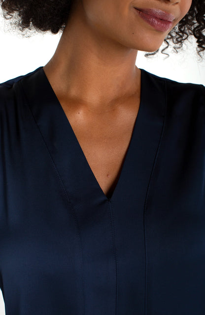 Sleeveless V-Neck Woven-To-Knit Top