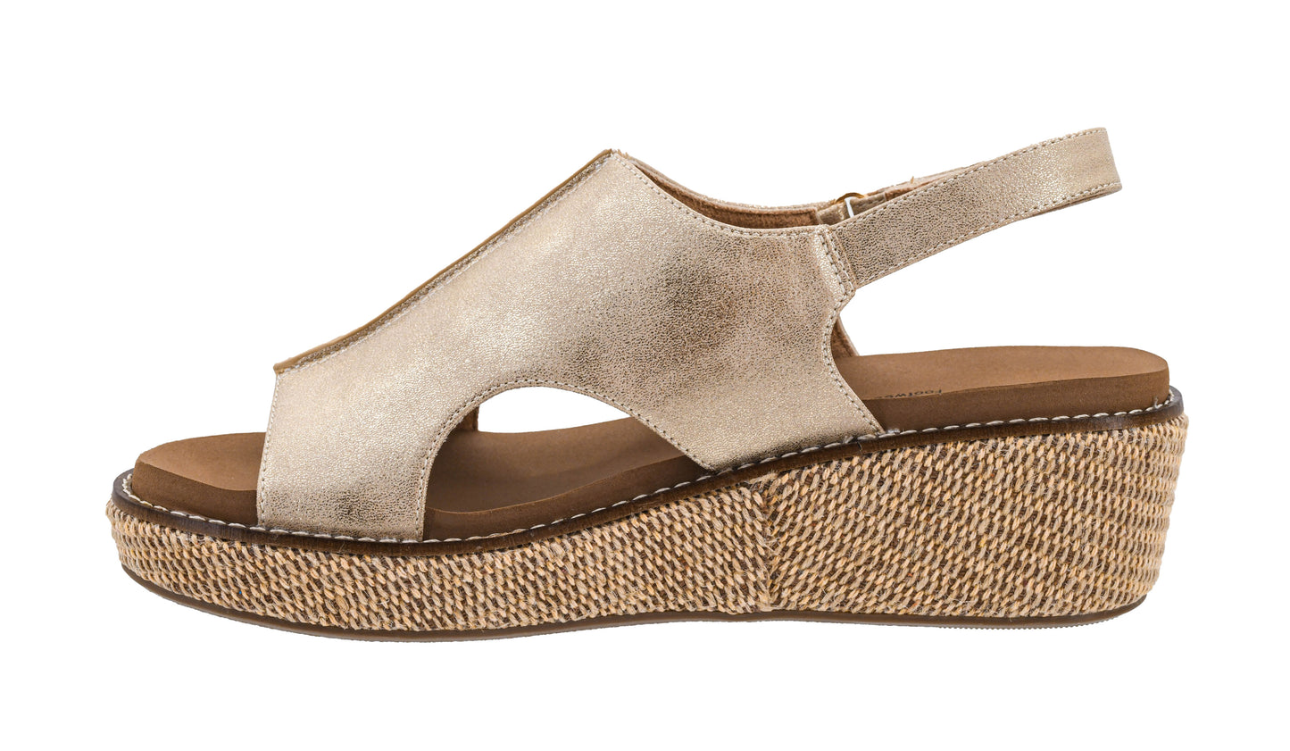 Volta II Washed Gold Wedge Sandal | Corkys