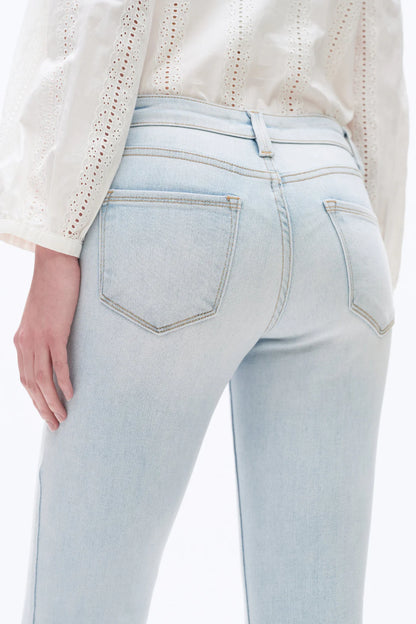 Mid Rise Straight Raw Edge Denim Jeans