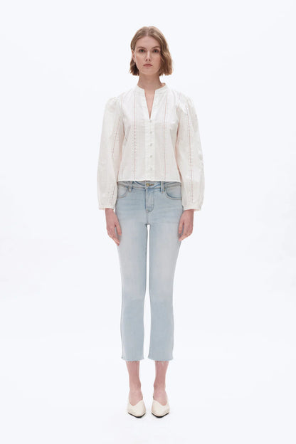 Mid Rise Straight Raw Edge Denim Jeans