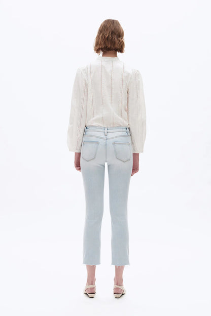 Mid Rise Straight Raw Edge Denim Jeans