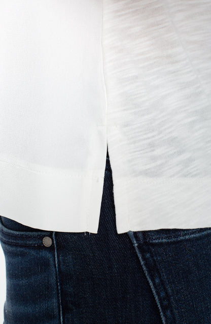 Sleeveless V-Neck Woven-To-Knit Top