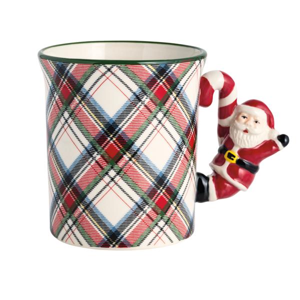 Tartan Mug with Santa Handle