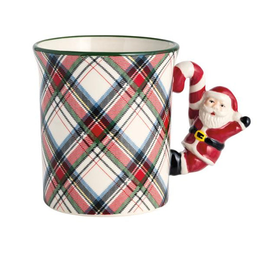 Tartan Mug with Santa Handle