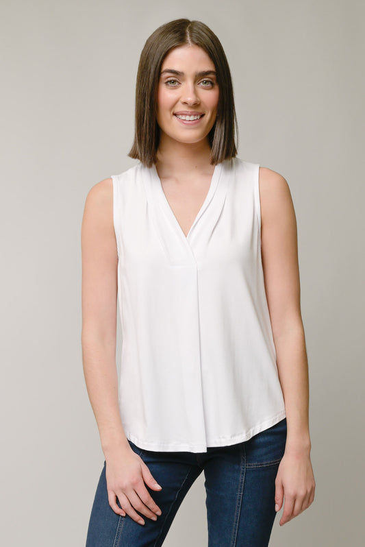 Jasmine Crepe Inverted Pleat Tank