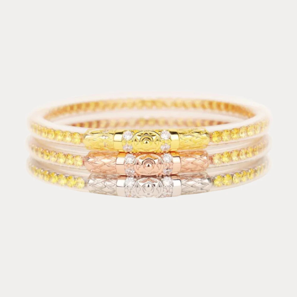 Yellow Rose Three Queens All Weather Bangles | Set Of 3 | BuDhaGirl